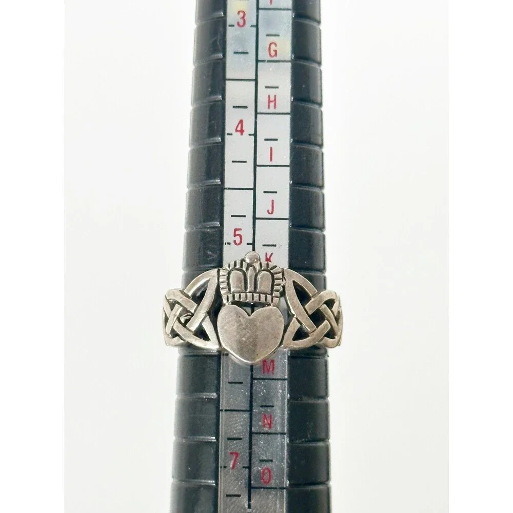 Sterling Silver Claddagh Ring 925 Irish Celtic Heart Crown Trinity Knot Sz 5.75 - Picture 3 of 8